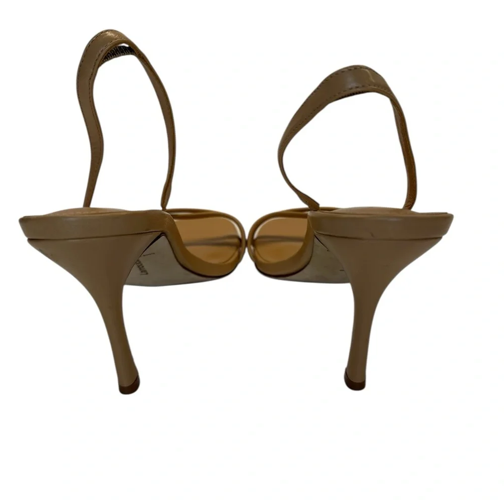 Larroude Annie Tan Leather Heel Sandal. Sz: 10